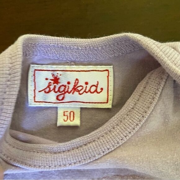 Sigikid German Made Newborn Cotton Onesie with Turtle Size 50/ Newborn/ Premie - Picture 3 of 6